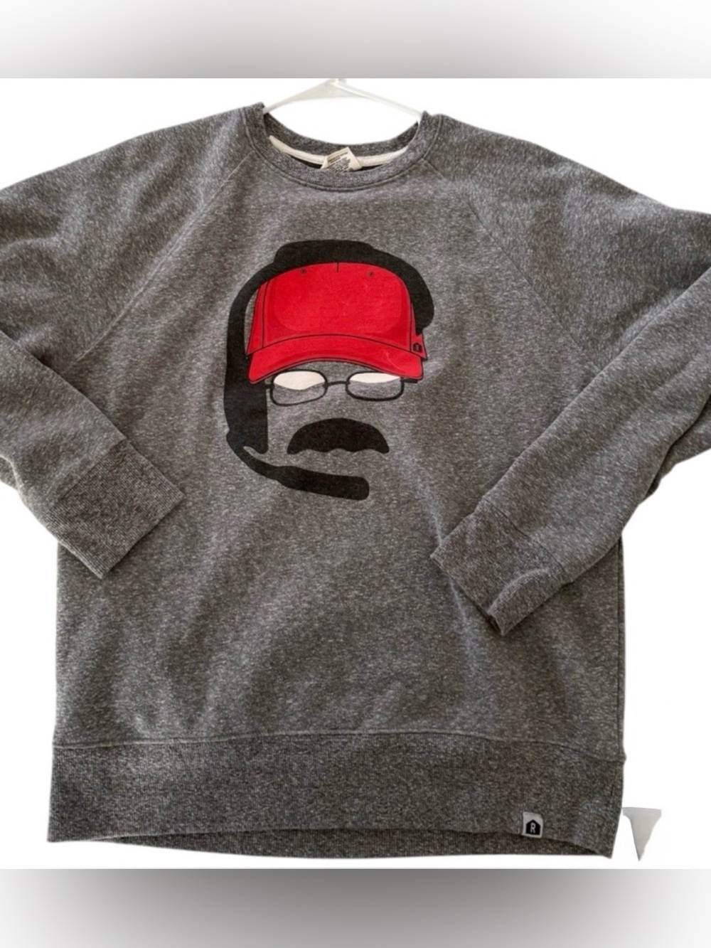Rally House Andy Reid Headset Crewneck Sweatshirt Gray and Red Medium